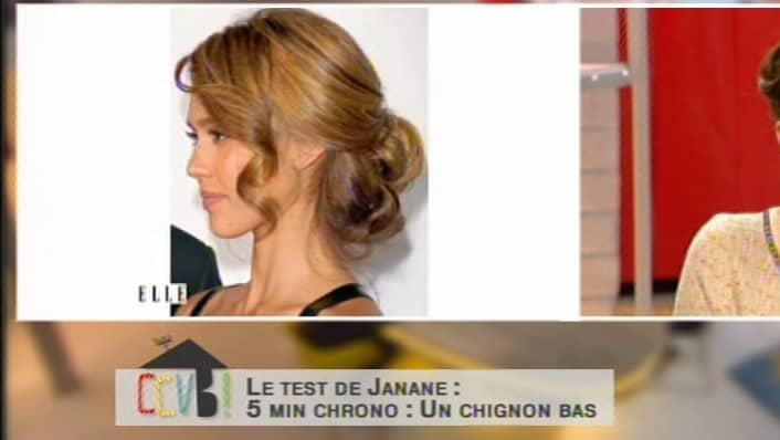 Jessica Alba -chignon bas. Pour une émission tv réaliser par un des meilleur coiffeur Paris 5